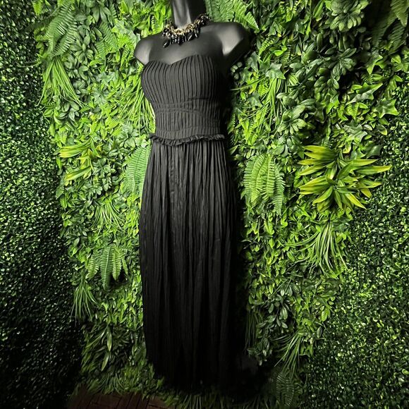 PLASTIC ISLAND Jumpsuit Women Small Black Wide Leg Pleat Peplum Sheer Pants 0624 - Picture 1 of 11